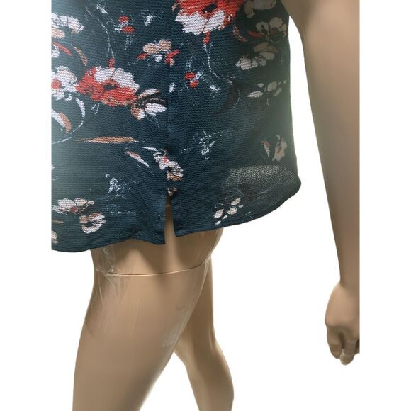 Fun 2 Fun Dark Green Floral Scoop Neck Polyester Womens Blouse Size Medium - Picture 9 of 13